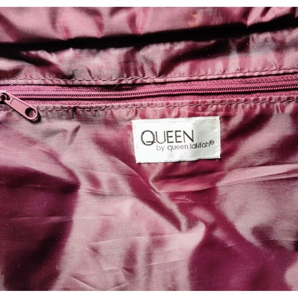 Queen By Queen Latifah -Ruby Red Tote /Crimson Velvet Snake Skin Shoulder Bag - Picture 6 of 7